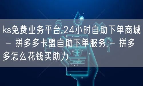 ks免费业务平台,24小时自助下单商城 