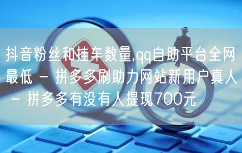 抖音粉丝和挂车数量,qq自助平台全网最低