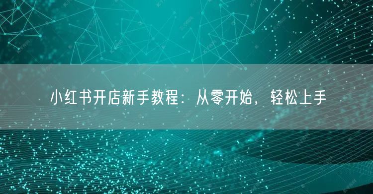 小红书开店新手教程：从零开始，轻松上手
