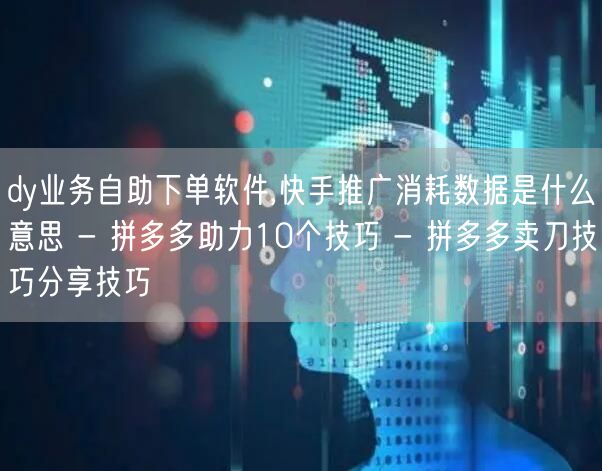 dy业务自助下单软件,快手推广消耗数据是
